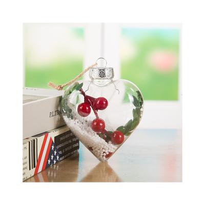 China Eco-Friendly Wholesale Recycle Transparent Heart Shaped PET Christmas Ball Christmas Tree Decorations Christmas Pendant for sale