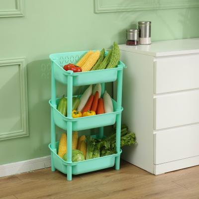 China Durable Strong PP Home Organizers Rack Fruit And Vegetable Storage 3-Tier Wash Room Storage Kitchen Shelf for sale