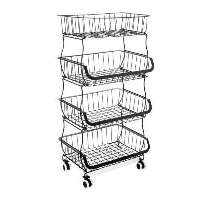 China CLASSIC High Quality Multi-Layer Carbon Steel Storage Rack Floor Kitchen Removable Storage Basket for sale