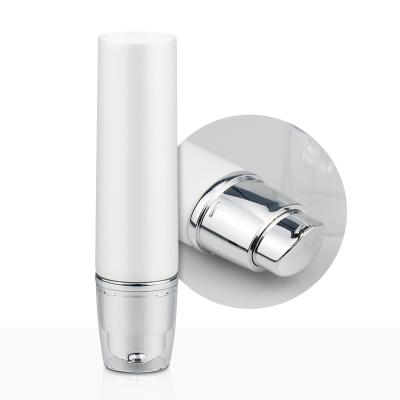 China Snap On Pump Diameter 30mm Oval Squeeze Tube With Shiny Siver Logo Pump Applicator BB Cream Cosmetics Plastic Custom Color Snap On Pump for sale