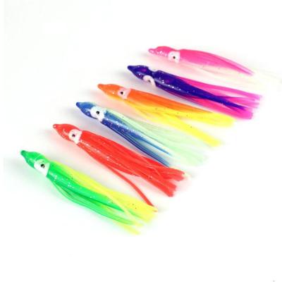 China Outdoor Sports 9cm 12cm 7 Color Octopus Squid Skirt Lures Sea Soft Fishing Lures Plastic Groundbaits for sale