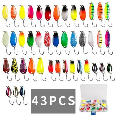 China Metal Spinner 12pcs/box 43pcs/box Baits Sea Horsemouth Metal Spoon Kit Trout Hard Fishing Lure For Bass for sale