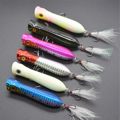 China ABS Plastic 3D Quality Good Eyes 8.4cm Top 12g Hard Plastic Water Snap New Fishing Lures With Feather for sale