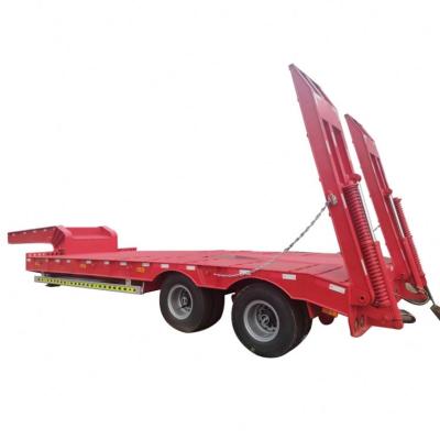 China Flatbed semi-trailer large truck mechanical equipment transport vehicle bulldozer transport trailer excavator semi-trailer low truck for sale