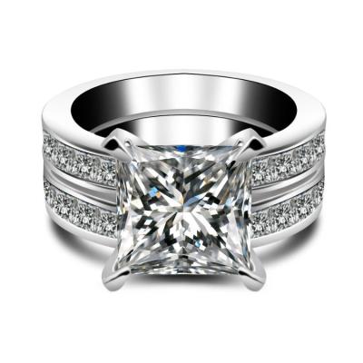 China Custom 925 Sterling Silver Romantic Diamond Couple Rings, Rings Jewelry Wedding Engagement Women Rings for sale