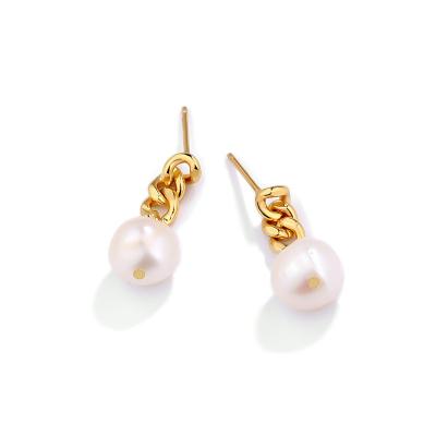 China Wholesale FASHIONABLE Jewelry Gold Plated High Quality Sterling Silver Pearl Earrings Long Pearl Stud Earrings For Women for sale