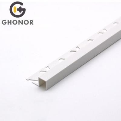 China Ghonor Square PVC Extrusion Modern Cream White Wall Edge Corner Plastic Profile for sale