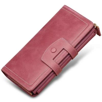 China 2020 new fashion and high-end category waterproof helical ridge lady's leather wallet for sale