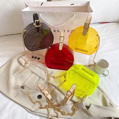 China New Arrive Women's Bag 2021 New Clear Transparent Box Mini Summer Jelly Bag Acrylic Shoulder Purse Bags for sale