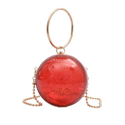 China New Arrive America Euro Style Round Small Chain Evening Clutch Lady Purse Lady Purse Acrylic Shoulder Bag for sale