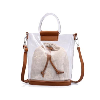 China Promotion 2018 Summer Beach Clear PVC Jelly Shoulder Bag Clear PVC Cross - Body Bag With 2pcs/sets for sale