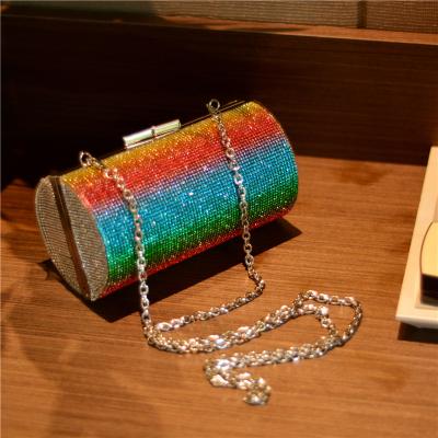 China Others Fashion Bucket Cylinder Shape Design Crystal Ladies Cross - Body Purse Party Evening Dinner Bags for sale