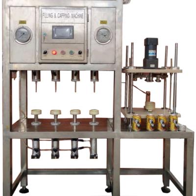 China Beverage Four Head Line Semi-automatic 200CPH Beer Can Filling Machine For Small Brewery for sale