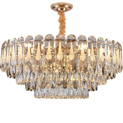 China Adjustable Ceiling Light Plating Chandelier K9 Modern Crystal Body Lamp Indoor And Luxurious Height Crystal Chandelier for sale