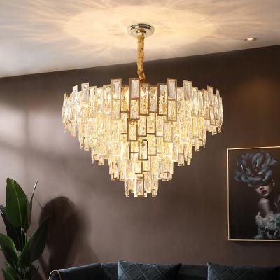 China Modern Vintage Modern Crystal Metal Chandeliers Stainless Steel LED Pendant Light Classic Hotel Home Living for sale