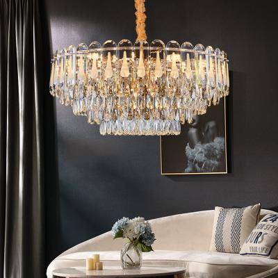 China Modern Luxury Modern Kitchen Gold Leaded Crystal Chandeliers Hanging Design For Living Room for sale