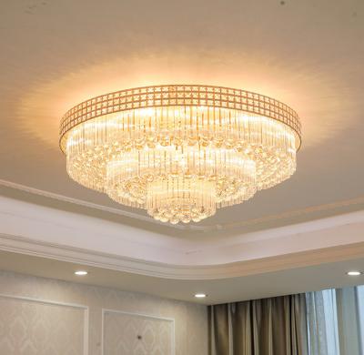 China Luxury Gold Decorative Crystal Lamp Hotel Room Ceiling Light Outdoor Mounted Crystal Lamp for sale