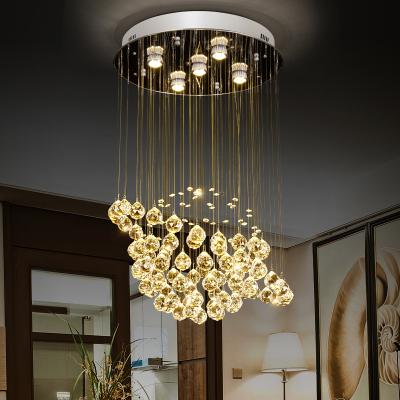 China Surface Mounted Crystal Chandelier Lamp Gold Customization Crystal Ceiling Lamp For Living Room Wholesale Modern Height Adjustable Round for sale