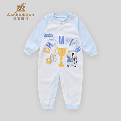 China Custom 100% Newborn Infant Baby Rompers Cotton Long Sleeve Comfortable Button Clothing for sale