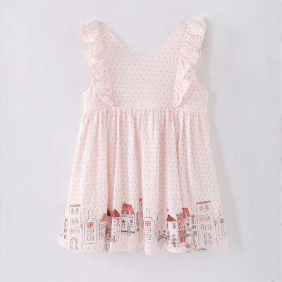 China Summer Breathable High Quality Children Dot Dress Casual Dress Ruffle Shoulder Baby Dresses Children Clothing for sale