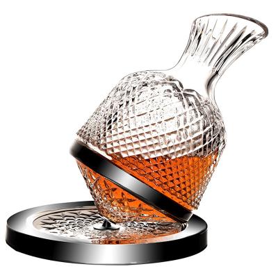 China New Lead-free Crystal Wine Whiskey Aerator Tumbler Classic/Postmodern Gyro Decanter 360 Diamond Creative Spin Decanter Rotating For Wine for sale