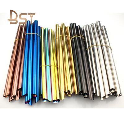 China Sustainable High Quality Colorful 304 Stainless Steel Straws Bubble Tea 12mm Boba Metal Straws for sale