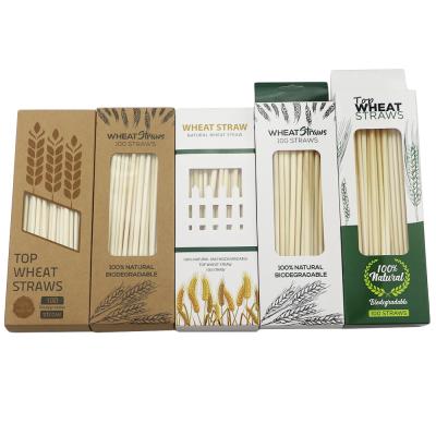 China 100 Straws Eco Friendly Natural Biodegradable Bamboo Disposable Wheat Drinking Straw for sale