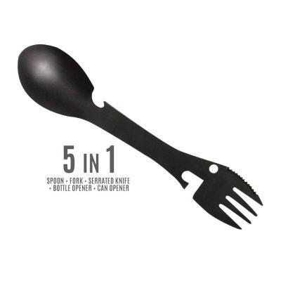 China Sustainable Outdoor Spork Cooking Travel Portable Stainless Steel Multi Purpose Serving Knife Fork Camping Spoon Spoon for sale