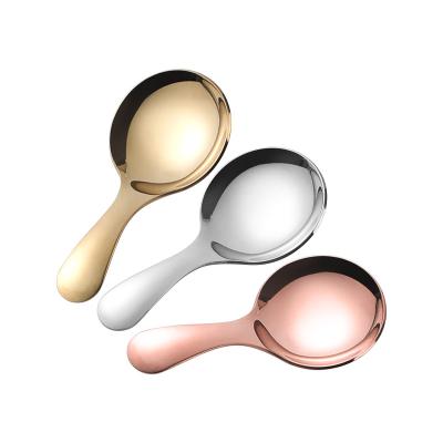 China 304 Stainless Steel Small Viable Round Handle Tea Coffee Scoop Sugar Salt Spice Condiment Spoon /Short Ice Cream Scoop for sale