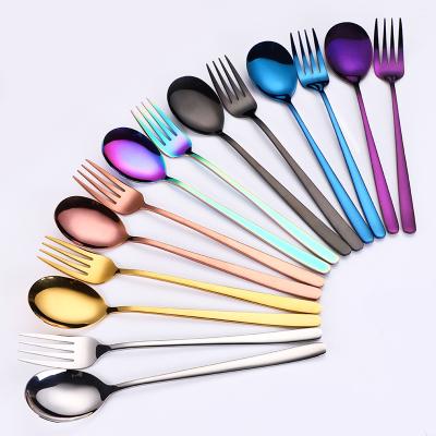 China Wholesale Viable 18/10 Stainless Steel Tea Gold Flatware Gold Salad Spoon Fork Set for sale