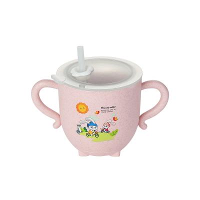 China Sustainable Creative Cute Cartoon Mugs Wheat Straw Mug For Kids for sale