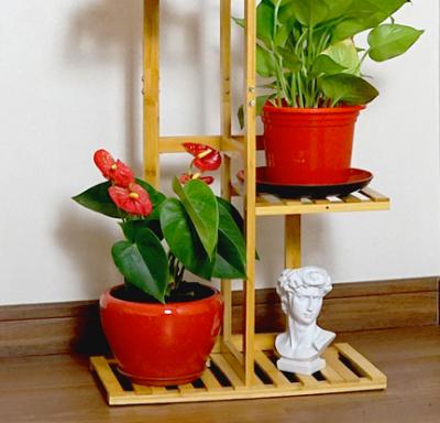 China 6 Layers Modern Bamboo Plant Stand Flower Display Stand Garden Sets for sale