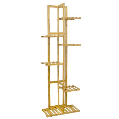 China Modern Eco-Friendly 6 Layers Flower Rack Plant Stand Flower Display Stand Bamboo Stand For Patio Lawn Home Garden for sale