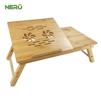 China Other Bamboo Adjustable Laptop Desk With Cushion Cooling Hole for sale