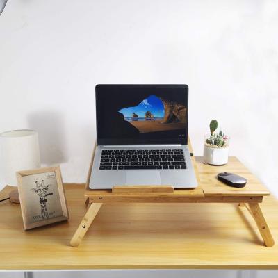 China Amazon Hot Selling Adjustable Bed (Height) Adjustable Bamboo Breakfast Tray Table Computer Laptop Desk With Drawer for sale