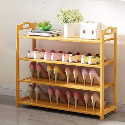 China Adult-Size 5-Tier Modern Bamboo Stackable Shoe Rack Display Rack Bamboo Shoe Rack for sale