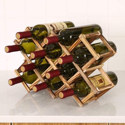 China Household Exquisite Portable Folding Sustainable High-end Bamboo Red Wine Rack And Practical for sale