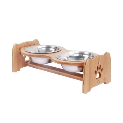 China Top Quality Various Dog / Cat Wooden Food Box Pet Non-automatic Hard Bowl Holder Feeders for sale