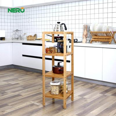 China Standing Type Bamboo Organizer Rack Bamboo Bathroom Display Stand for sale