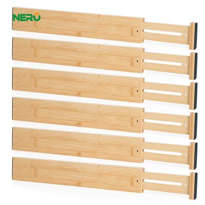 China Modern Wholesale Adjustable Bamboo Drawer Dividers Expandable Drawer Divider for sale