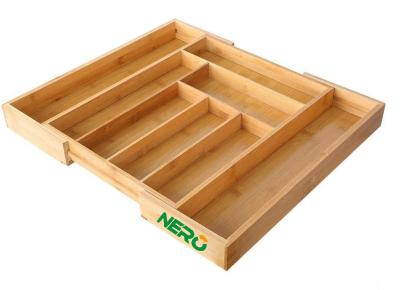 China Sustainable Expandable Bamboo Kitchen Storage Organizer Kitchen Drawer Organizers for sale