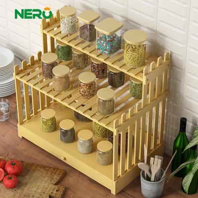 China Sustainable bamboo and wood three-layer rack design, storage kitchen shelf above sink, dish drying rack for sale