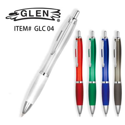 China Use Promotional Advertising Luxury Hotel Promotional Pen Custom Logo Colored Barrel Transparent Retractable Easy Click Slim Ballpoint Pens for sale