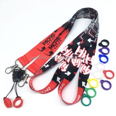 China Marriage favors & Party Bridal Gifts Flat Polyester Personalize Custom Sublimation Lanyard Neck Strap With Silicone Rubber Buckle Rings for sale