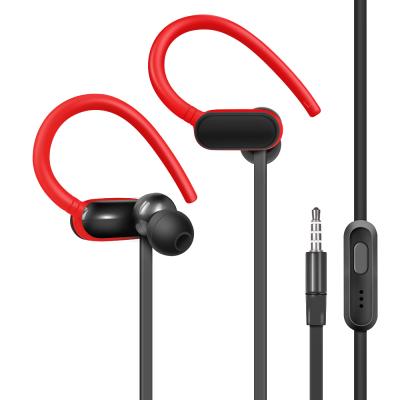 China In-ear Stereo Plastic Band Flat Cable Sports Earhook Auriculares Earphone With Plastic Mic for sale