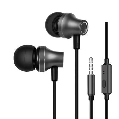 China Hot Selling High Quality 3.5mm In-ear Wired Handfree Black In-ear Metal Stereo Earphone With Metal MIC for sale