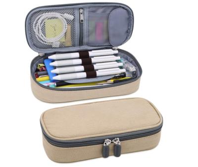 China Large Capacity Waterproof Zipper Bag Polyester School Student Office Pencil Case With Multi Compartments for sale