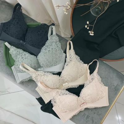 China Sexy Floral Top Anti-UV Sexy Radio Padded Seamless Bra Women Fitness Underwear Lace Bralette Lace Bralette Bralette Lingerie for sale