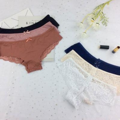 China Women's underwear women's lace panties ladies ice satin underwear antibacterial sexy silk briefs women's seamless panties for sale