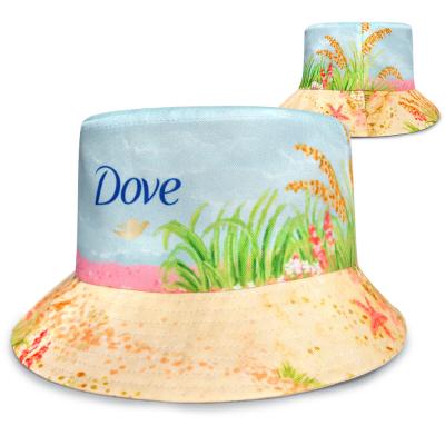 China 2022 Custom Image Promotion Bucket Hats Fully Printed Cotton Polyester Bucket Hats For Women Mens for sale